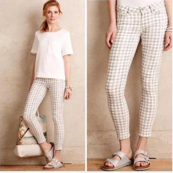 Paige Gray Gingham Verdugo Ankle Skinny Jean Size 31 - Picture 1 of 9